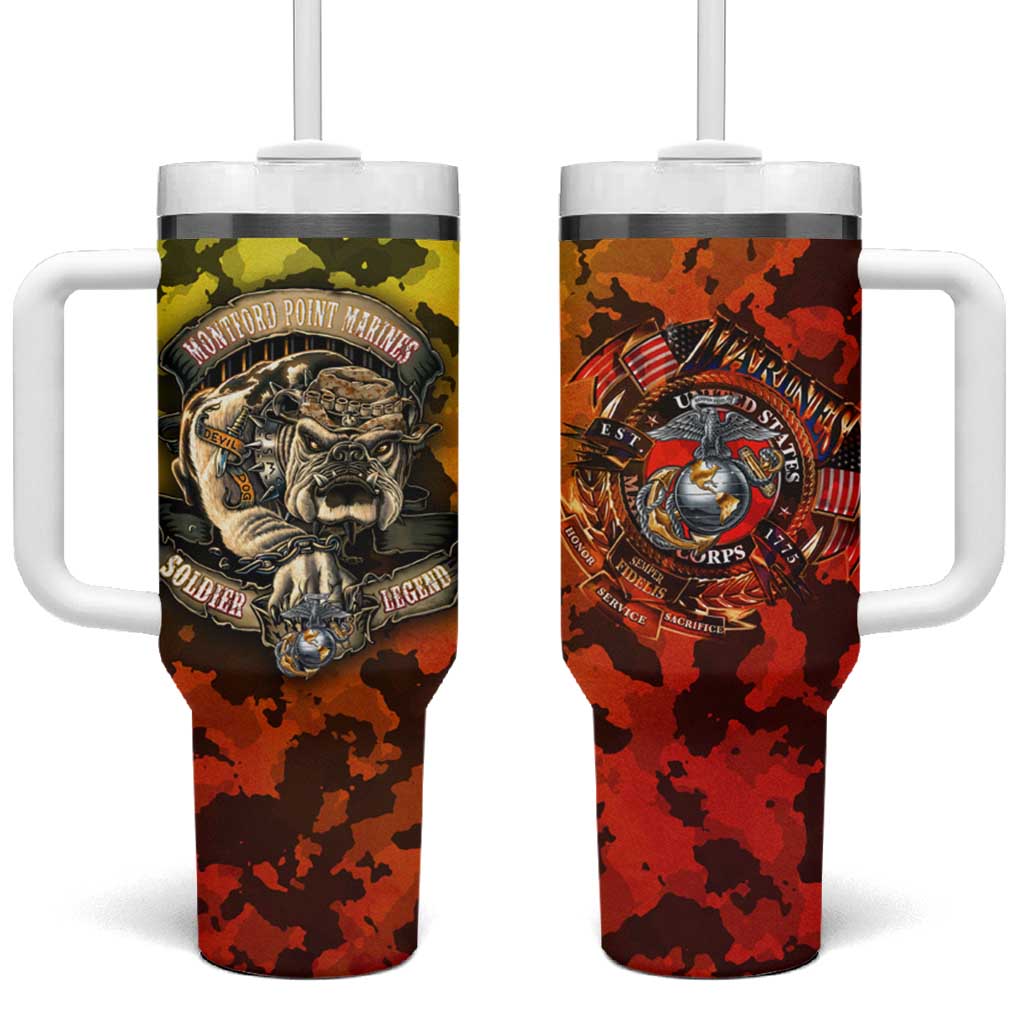 Chesty The Bulldog: Mascot Of Valor Tumbler With Handle - Wonder Print Shop