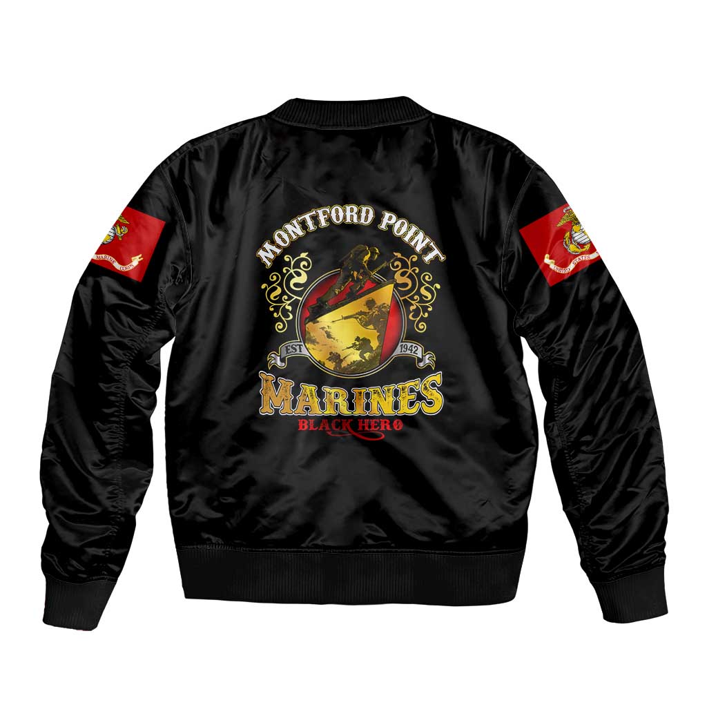 Breaking Barriers: Black Valor Bomber Jacket - Wonder Print Shop