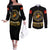 Breaking Barriers: Black Valor Couples Matching Off The Shoulder Long Sleeve Dress and Long Sleeve Button Shirt - Wonder Print Shop