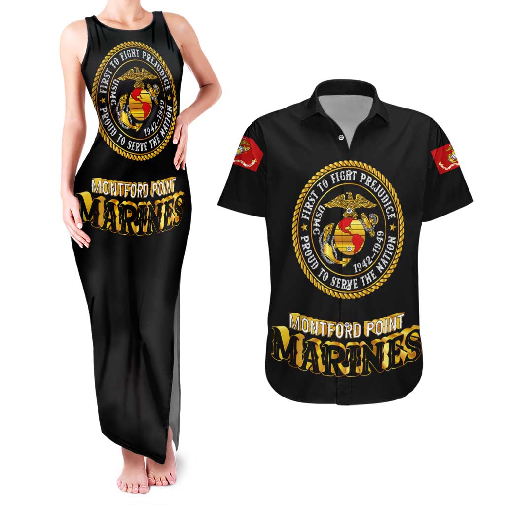 Breaking Barriers: Black Valor Couples Matching Tank Maxi Dress and Hawaiian Shirt - Wonder Print Shop