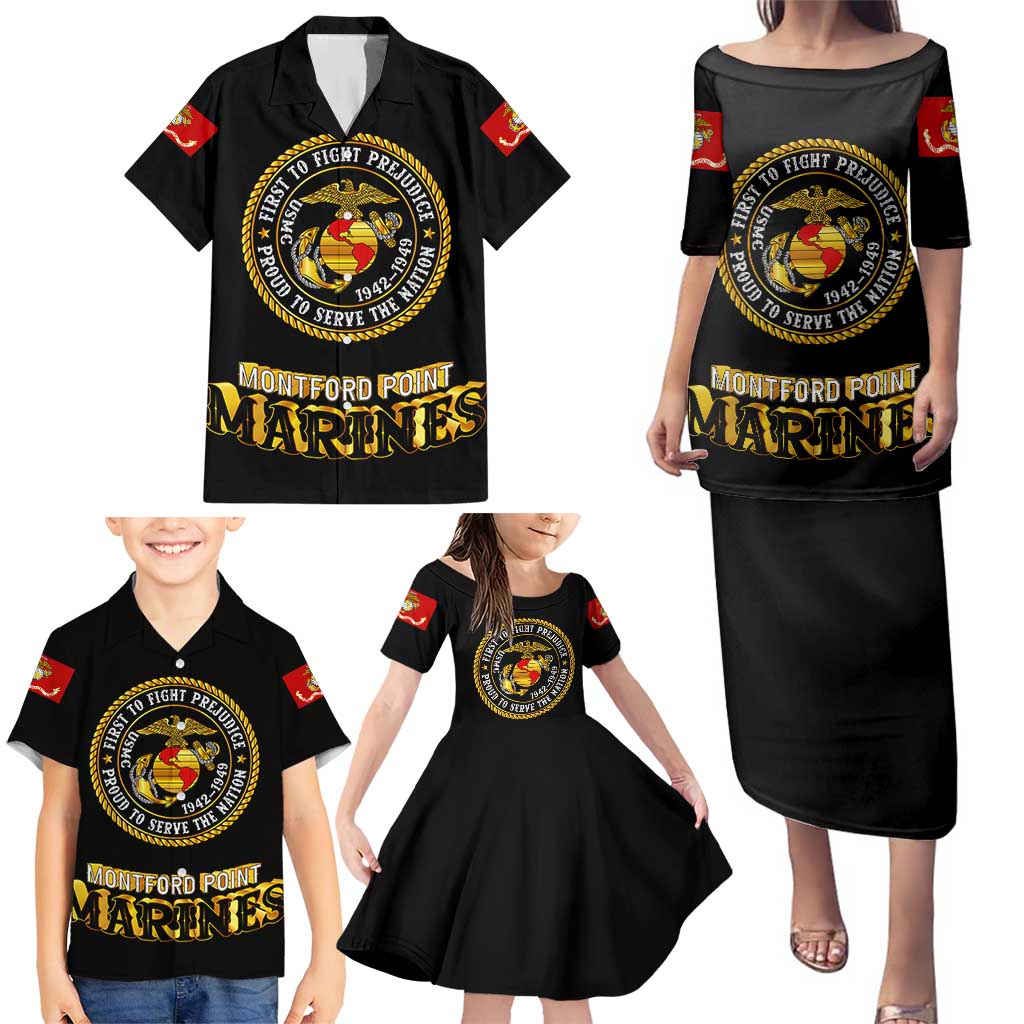 Breaking Barriers: Black Valor Family Matching Puletasi and Hawaiian Shirt - Wonder Print Shop