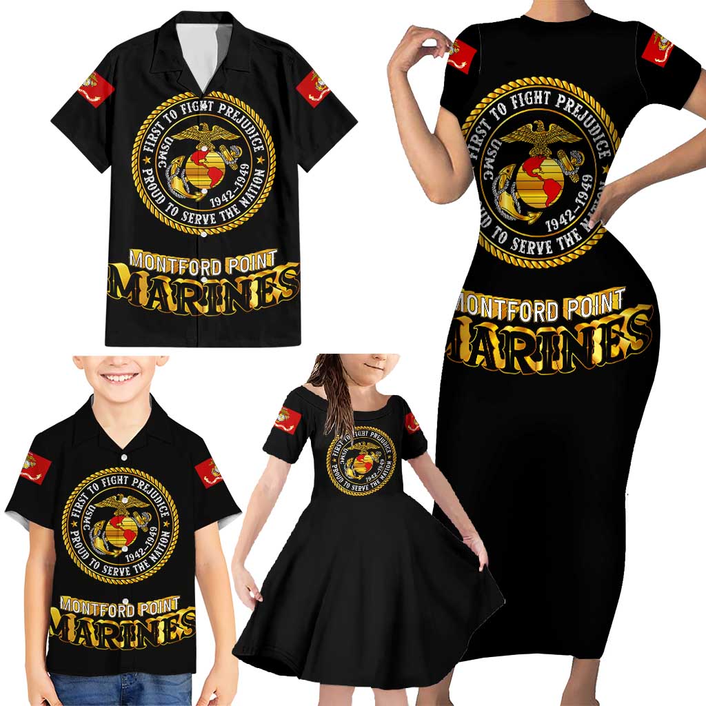 Breaking Barriers: Black Valor Family Matching Short Sleeve Bodycon Dress and Hawaiian Shirt - Wonder Print Shop