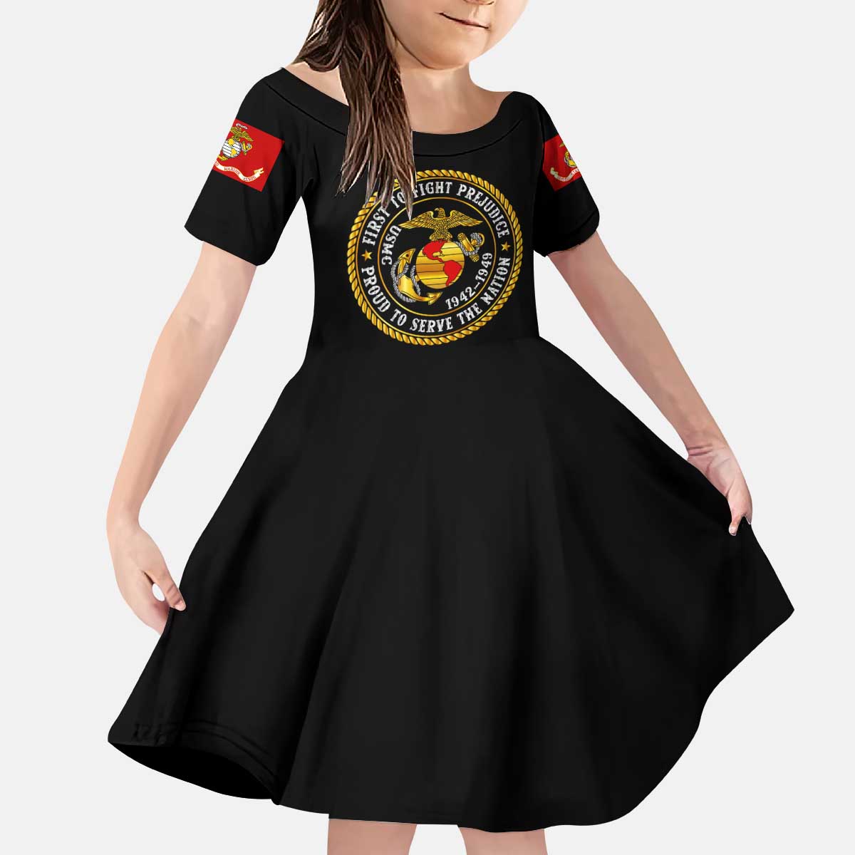 Breaking Barriers: Black Valor Kid Short Sleeve Dress - Wonder Print Shop