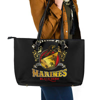 Breaking Barriers: Black Valor Leather Tote Bag - Wonder Print Shop