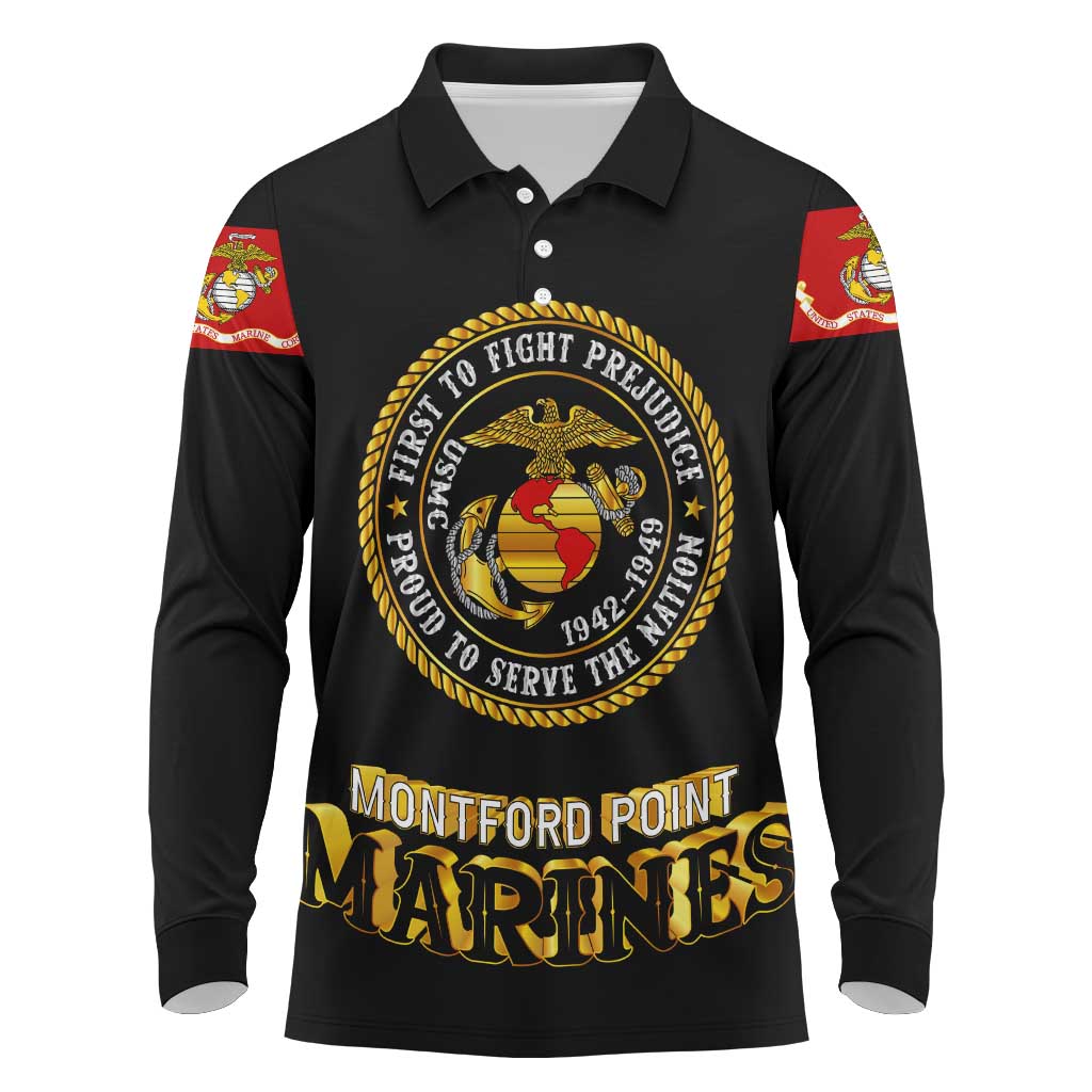 Breaking Barriers: Black Valor Long Sleeve Polo Shirt - Wonder Print Shop