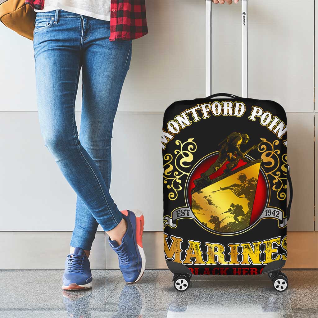 Breaking Barriers: Black Valor Luggage Cover - Wonder Print Shop