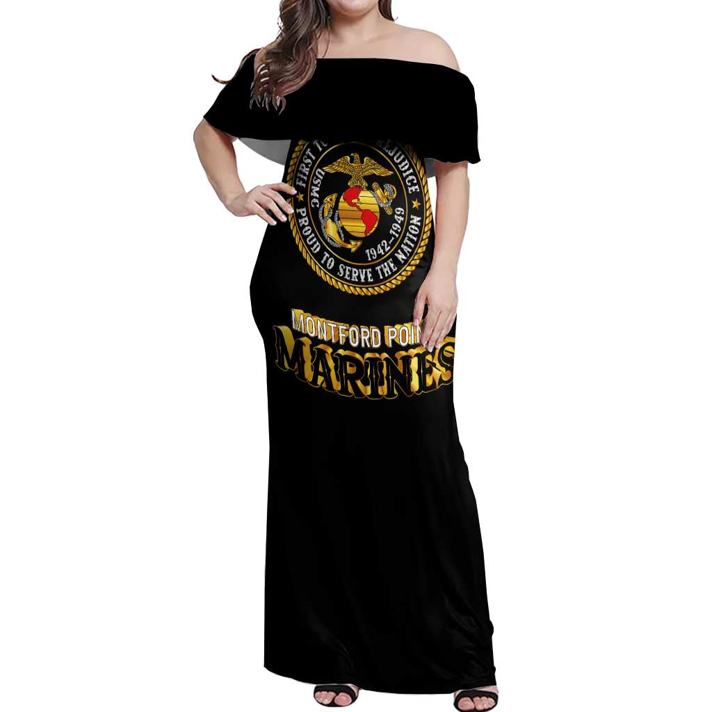 Breaking Barriers: Black Valor Off Shoulder Maxi Dress - Wonder Print Shop