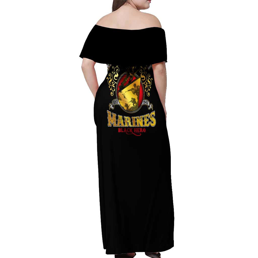 Breaking Barriers: Black Valor Off Shoulder Maxi Dress - Wonder Print Shop