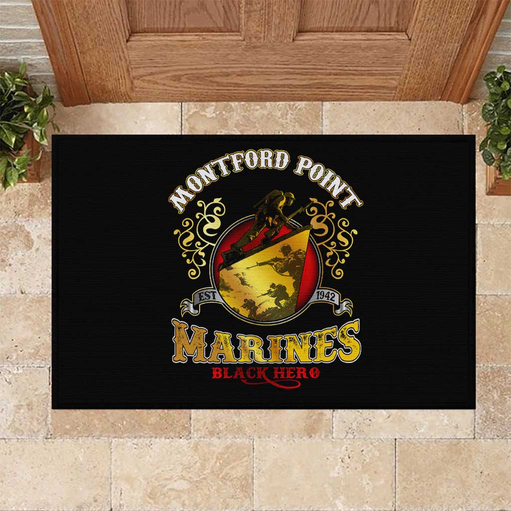Breaking Barriers: Black Valor Rubber Doormat - Wonder Print Shop