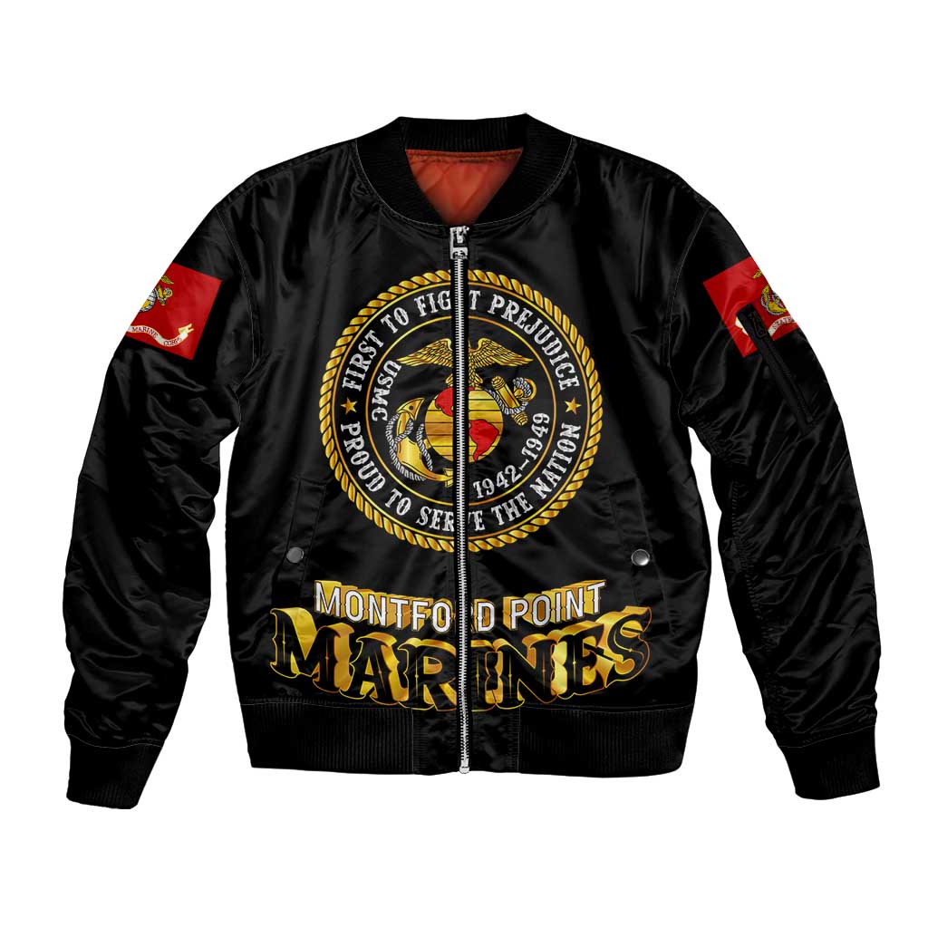 Breaking Barriers: Black Valor Sleeve Zip Bomber Jacket - Wonder Print Shop