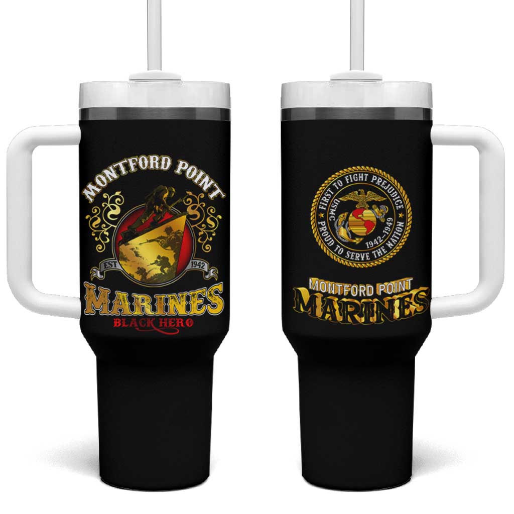 Breaking Barriers: Black Valor Tumbler With Handle - Wonder Print Shop