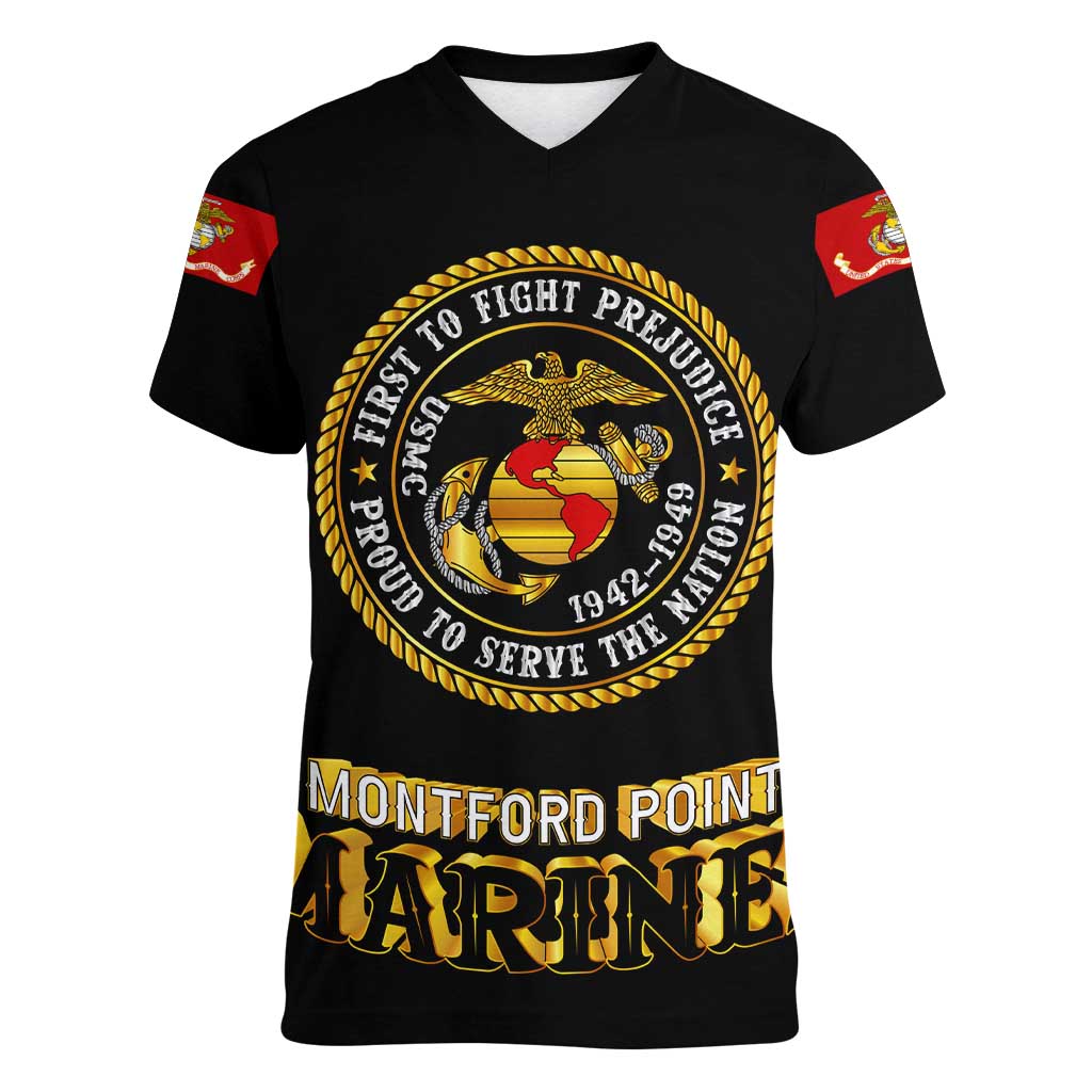 Breaking Barriers: Black Valor Women V-Neck T-Shirt - Wonder Print Shop
