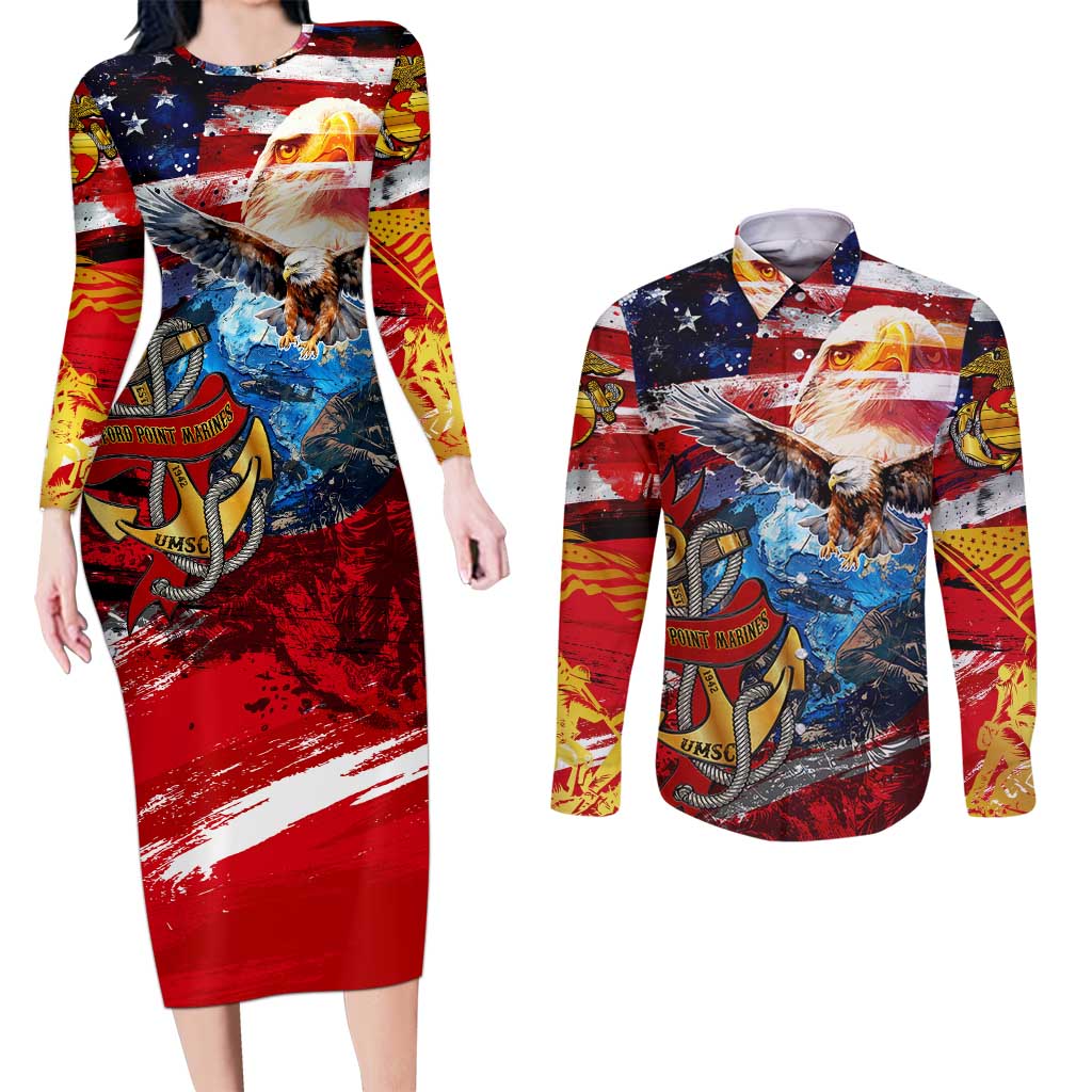 Serving The Nation Despite Injustice Couples Matching Long Sleeve Bodycon Dress and Long Sleeve Button Shirt - Wonder Print Shop