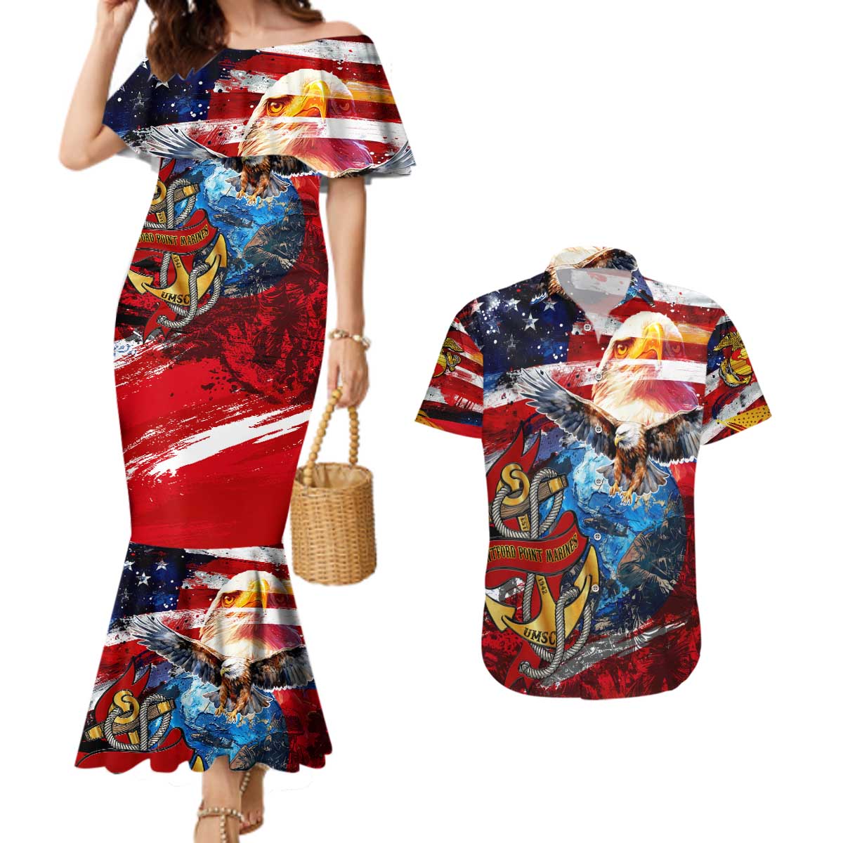 Serving The Nation Despite Injustice Couples Matching Mermaid Dress and Hawaiian Shirt - Wonder Print Shop