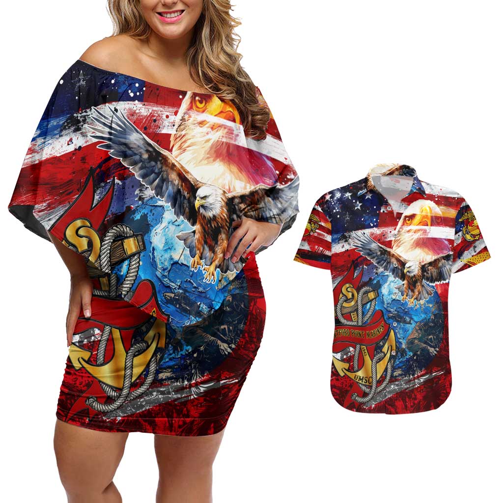 Serving The Nation Despite Injustice Couples Matching Off Shoulder Short Dress and Hawaiian Shirt - Wonder Print Shop