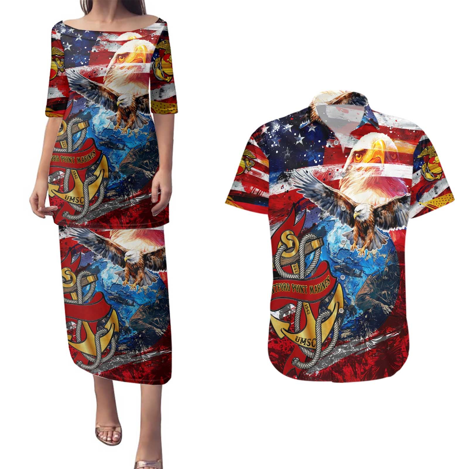 Serving The Nation Despite Injustice Couples Matching Puletasi and Hawaiian Shirt - Wonder Print Shop