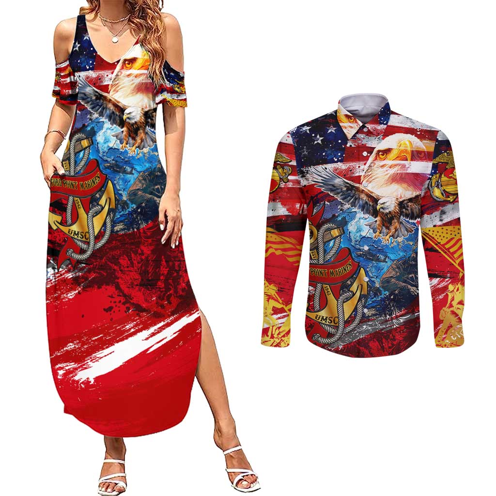 Serving The Nation Despite Injustice Couples Matching Summer Maxi Dress and Long Sleeve Button Shirt - Wonder Print Shop