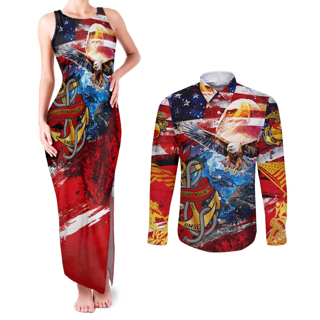 Serving The Nation Despite Injustice Couples Matching Tank Maxi Dress and Long Sleeve Button Shirt - Wonder Print Shop