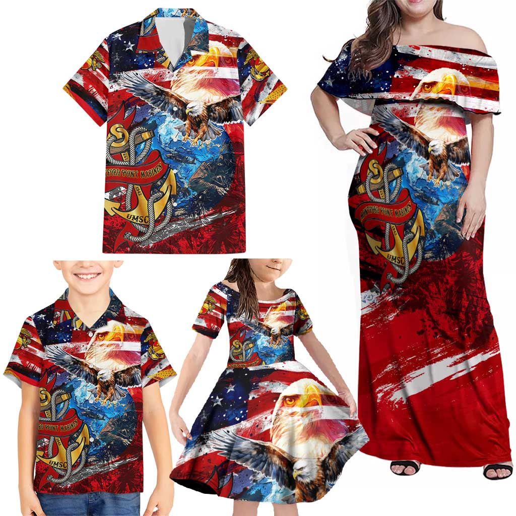 Serving The Nation Despite Injustice Family Matching Off Shoulder Maxi Dress and Hawaiian Shirt - Wonder Print Shop