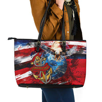 Serving The Nation Despite Injustice Leather Tote Bag - Wonder Print Shop