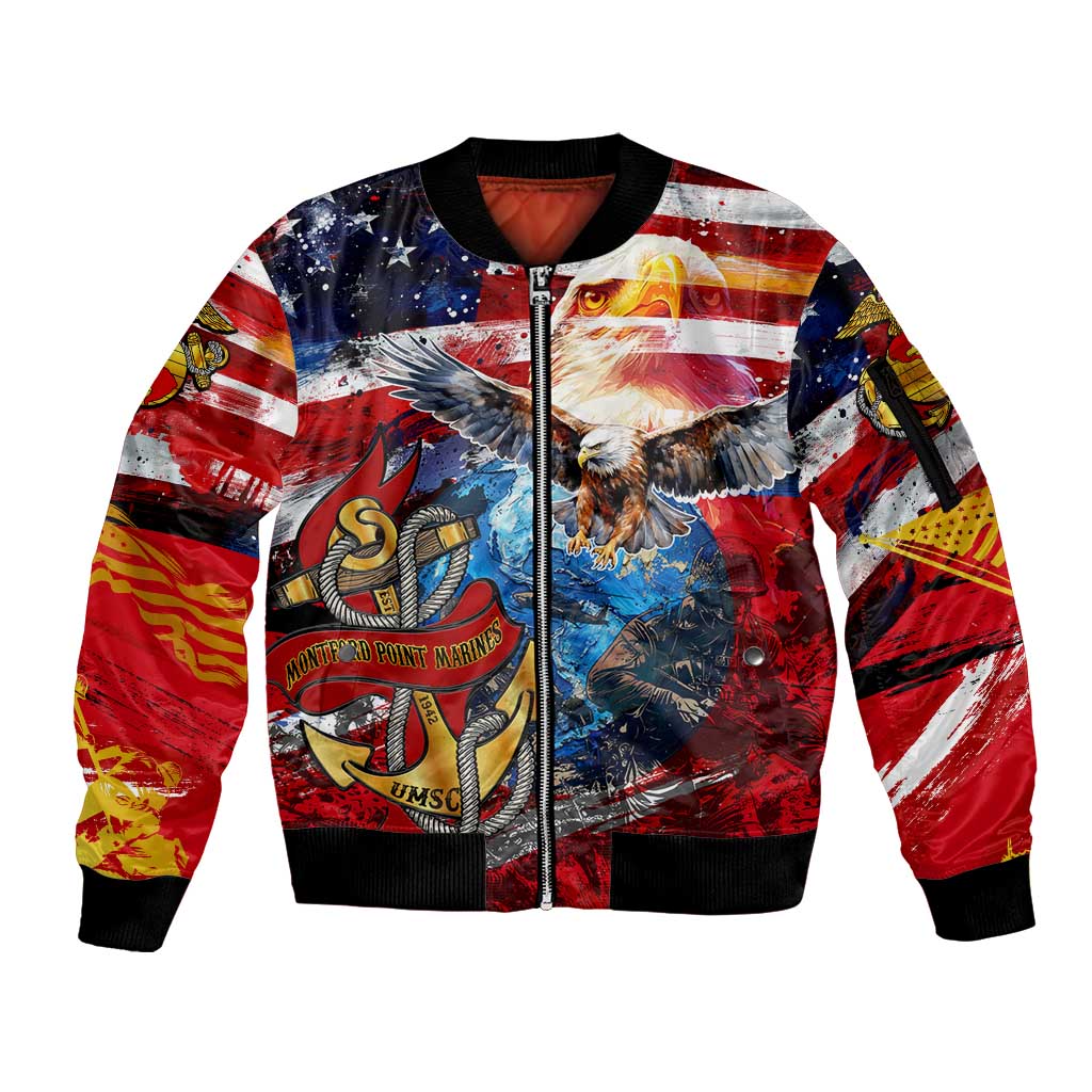 Serving The Nation Despite Injustice Sleeve Zip Bomber Jacket - Wonder Print Shop