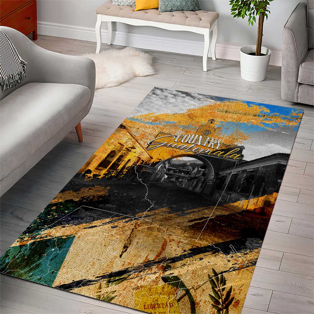 Guatemala Country Pride Area Rug Grunge Map Art with National Landmark Flag Texture - Wonder Print Shop