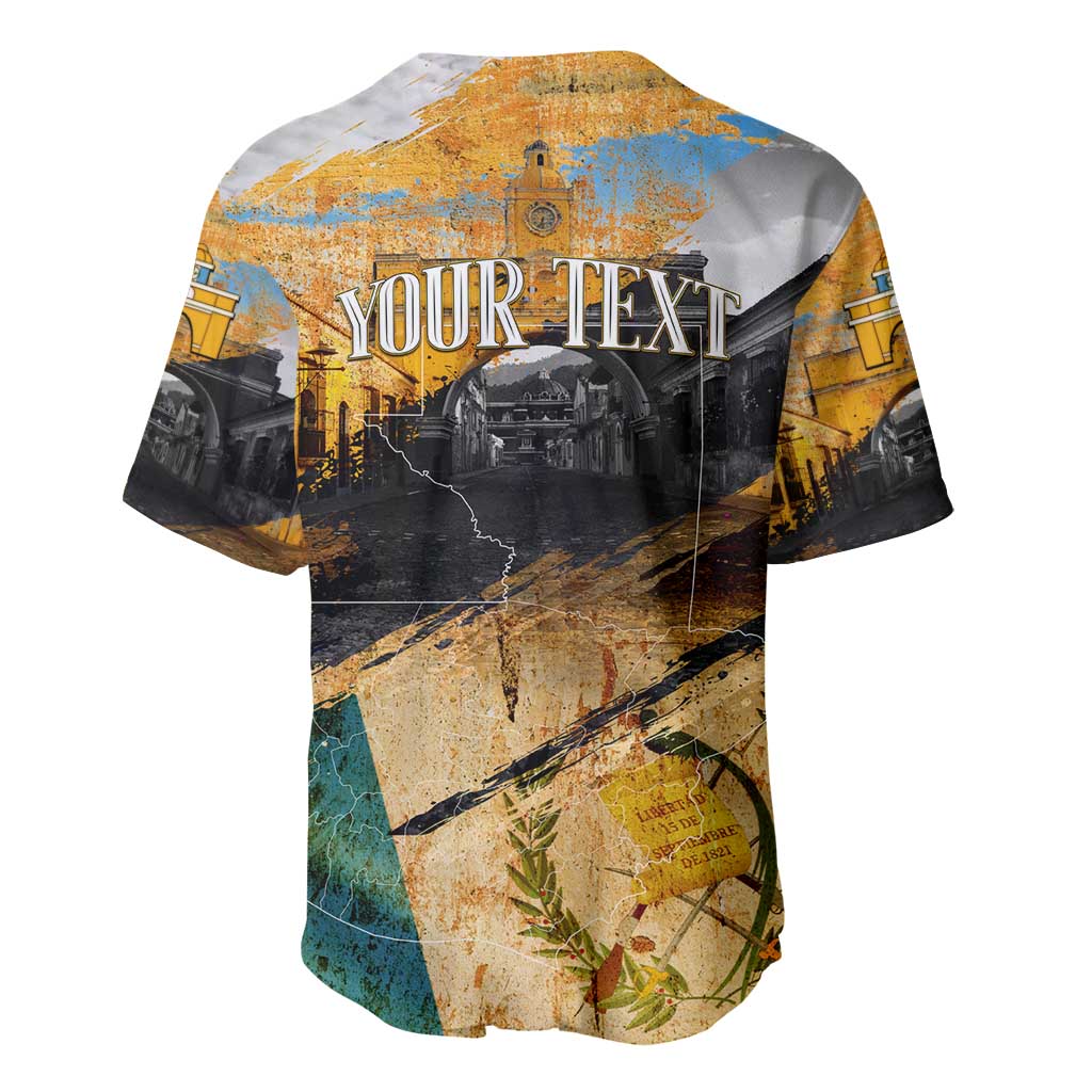 Guatemala Country Pride Baseball Jersey Grunge Map Art with National Landmark Flag Texture - Wonder Print Shop