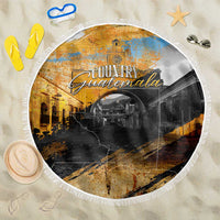 Guatemala Country Pride Beach Blanket Grunge Map Art with National Landmark Flag Texture - Wonder Print Shop