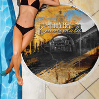 Guatemala Country Pride Beach Blanket Grunge Map Art with National Landmark Flag Texture - Wonder Print Shop