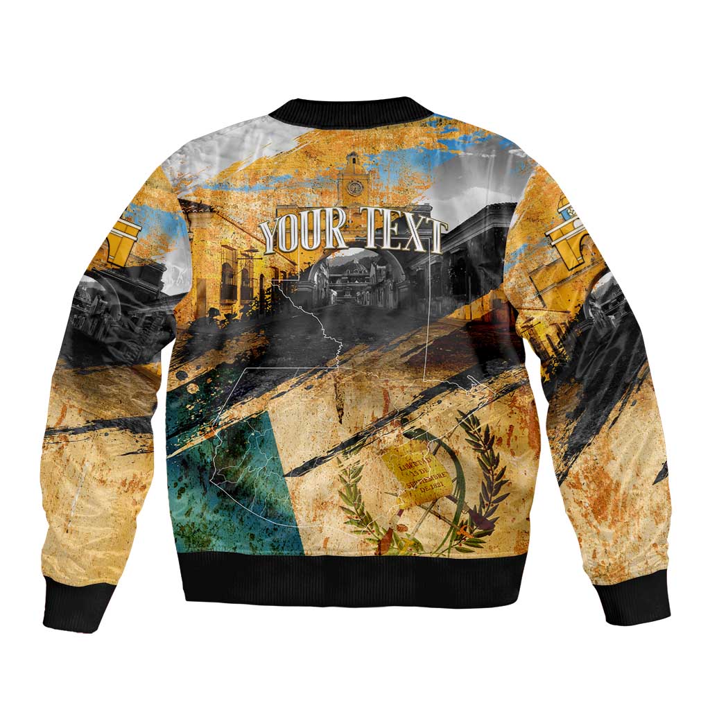 Guatemala Country Pride Bomber Jacket Grunge Map Art with National Landmark Flag Texture - Wonder Print Shop