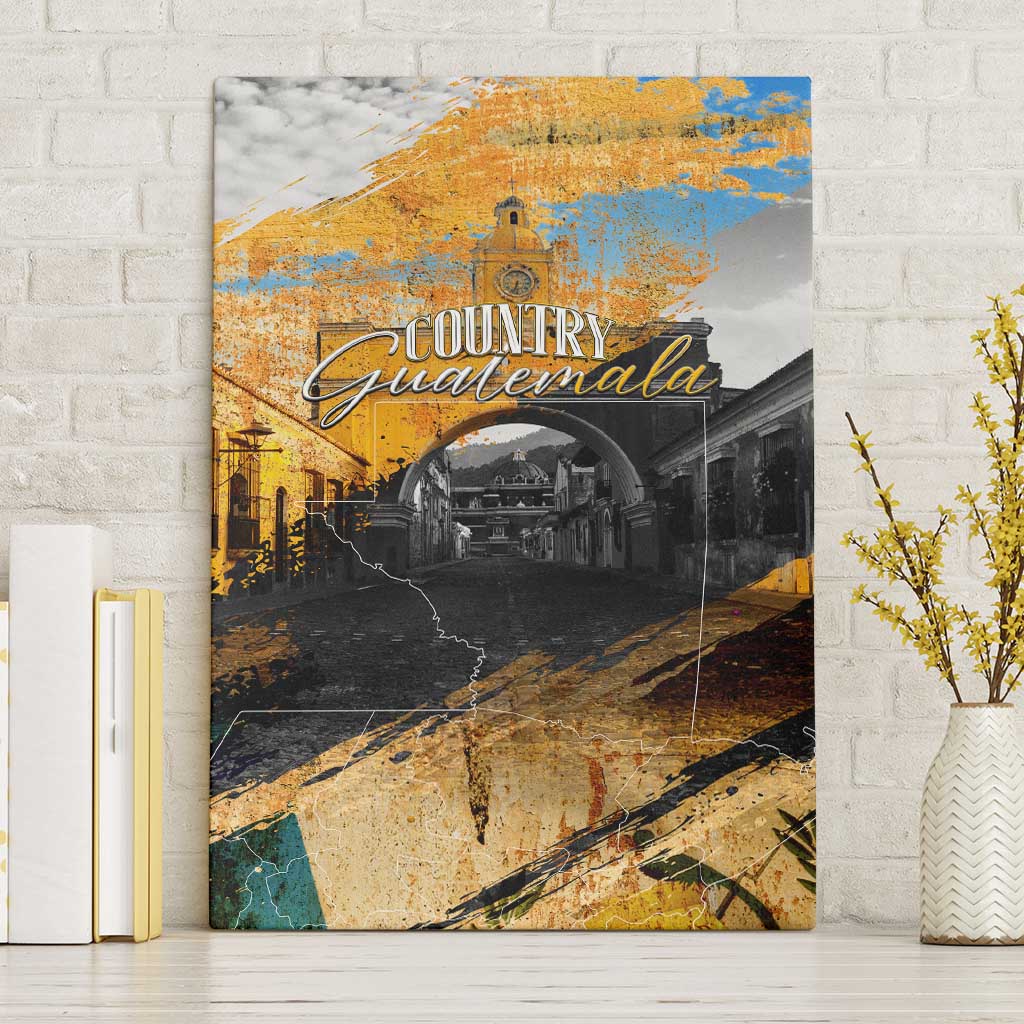 Guatemala Country Pride Canvas Wall Art Grunge Map Art with National Landmark Flag Texture - Wonder Print Shop