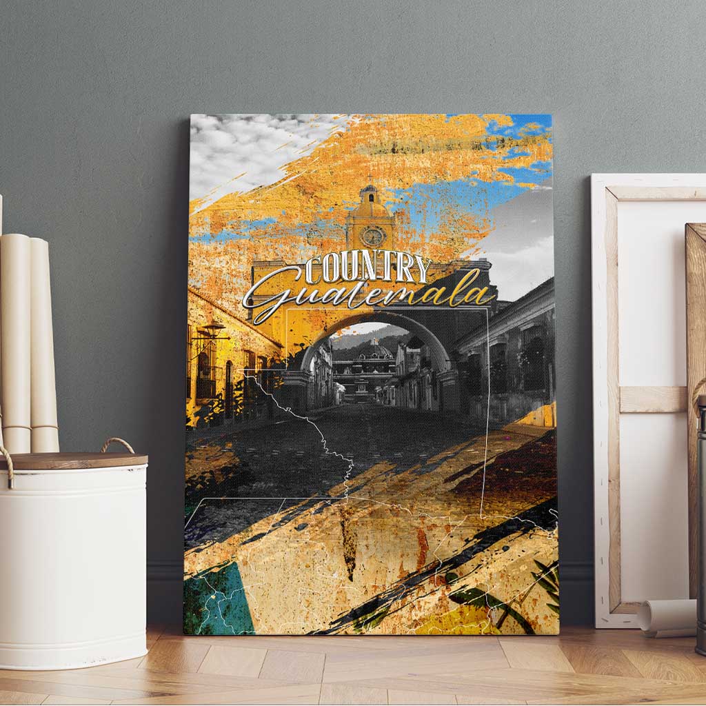 Guatemala Country Pride Canvas Wall Art Grunge Map Art with National Landmark Flag Texture - Wonder Print Shop
