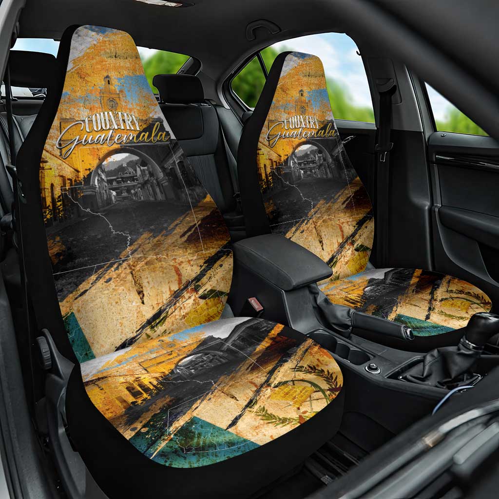 Guatemala Country Pride Car Seat Cover Grunge Map Art with National Landmark Flag Texture - Wonder Print Shop