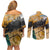 Guatemala Country Pride Couples Matching Off Shoulder Short Dress and Long Sleeve Button Shirt Grunge Map Art with National Landmark Flag Texture - Wonder Print Shop