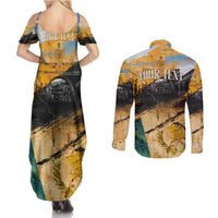 Guatemala Country Pride Couples Matching Summer Maxi Dress and Long Sleeve Button Shirt Grunge Map Art with National Landmark Flag Texture - Wonder Print Shop