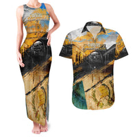 Guatemala Country Pride Couples Matching Tank Maxi Dress and Hawaiian Shirt Grunge Map Art with National Landmark Flag Texture - Wonder Print Shop