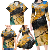 Guatemala Country Pride Family Matching Long Sleeve Bodycon Dress and Hawaiian Shirt Grunge Map Art with National Landmark Flag Texture - Wonder Print Shop