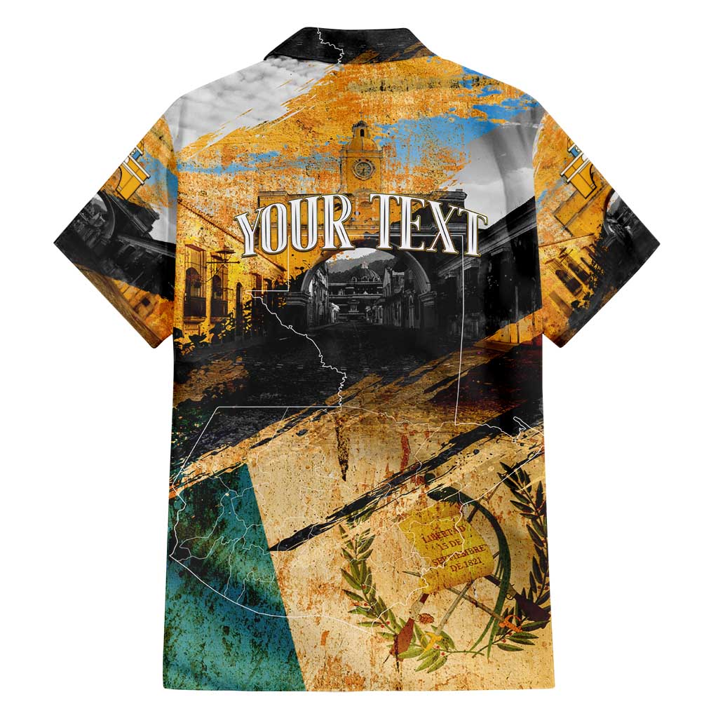 Guatemala Country Pride Family Matching Long Sleeve Bodycon Dress and Hawaiian Shirt Grunge Map Art with National Landmark Flag Texture - Wonder Print Shop