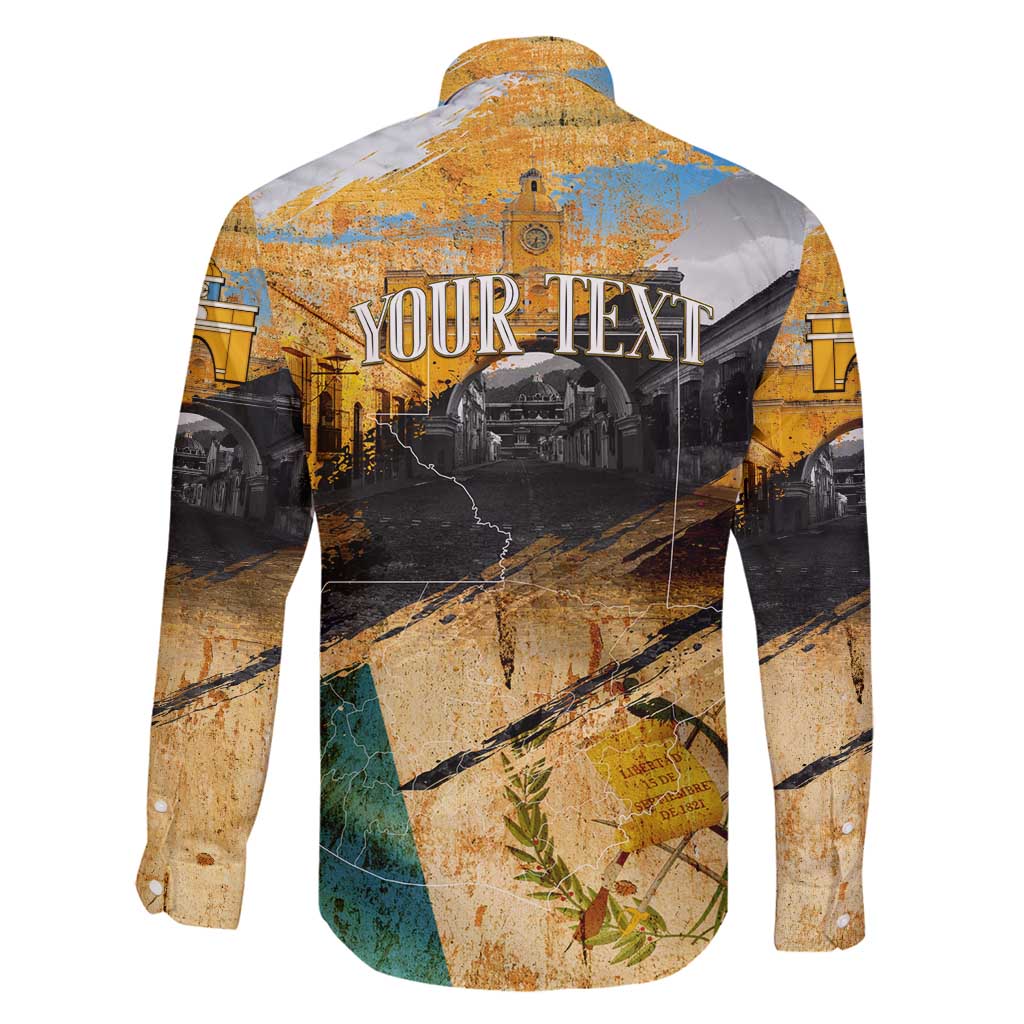 Guatemala Country Pride Family Matching Long Sleeve Bodycon Dress and Hawaiian Shirt Grunge Map Art with National Landmark Flag Texture - Wonder Print Shop
