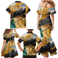 Guatemala Country Pride Family Matching Mermaid Dress and Hawaiian Shirt Grunge Map Art with National Landmark Flag Texture - Wonder Print Shop