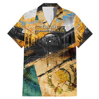 Guatemala Country Pride Family Matching Mermaid Dress and Hawaiian Shirt Grunge Map Art with National Landmark Flag Texture - Wonder Print Shop