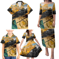 Guatemala Country Pride Family Matching Puletasi and Hawaiian Shirt Grunge Map Art with National Landmark Flag Texture - Wonder Print Shop