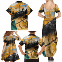 Guatemala Country Pride Family Matching Summer Maxi Dress and Hawaiian Shirt Grunge Map Art with National Landmark Flag Texture - Wonder Print Shop