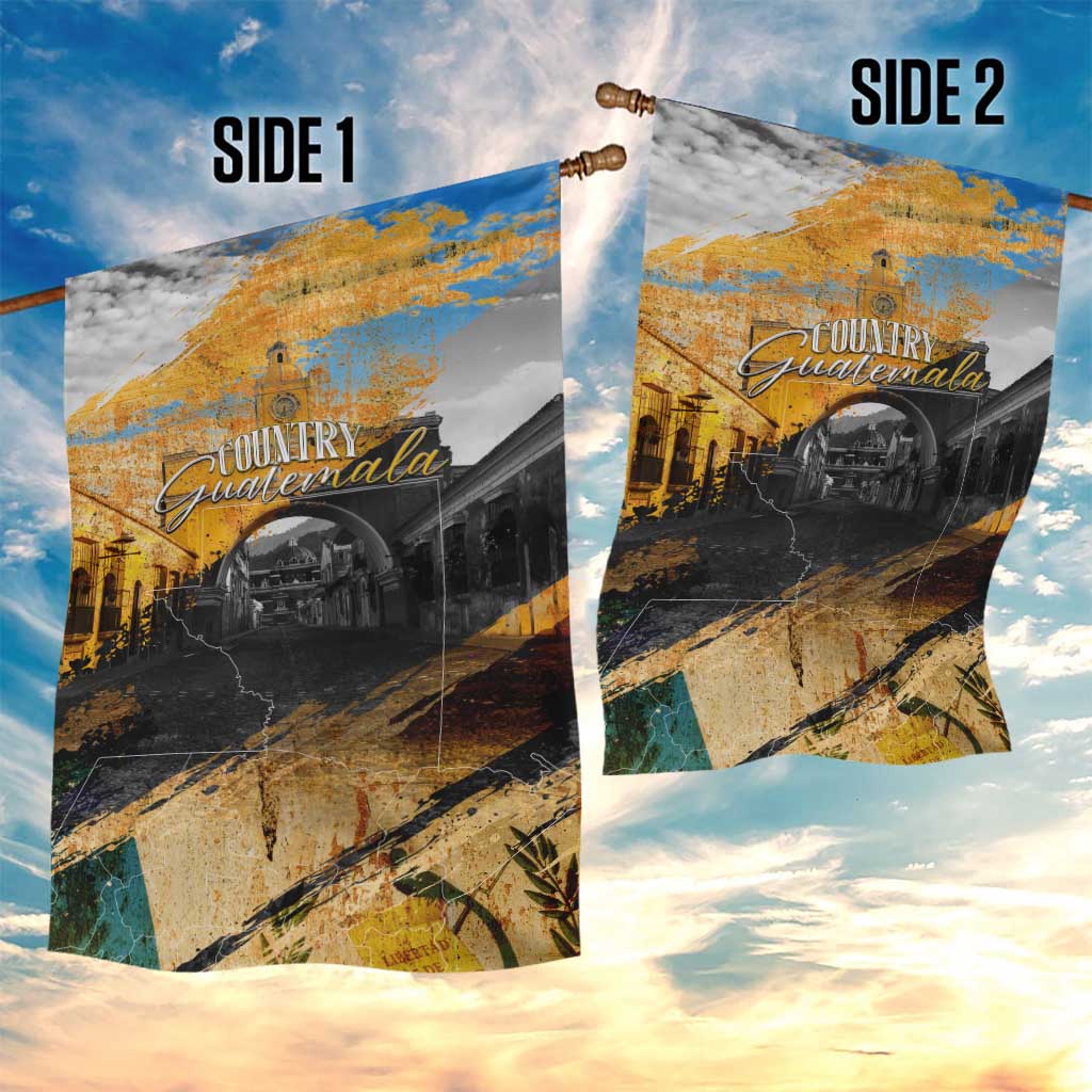 Guatemala Country Pride Garden Flag Grunge Map Art with National Landmark Flag Texture - Wonder Print Shop