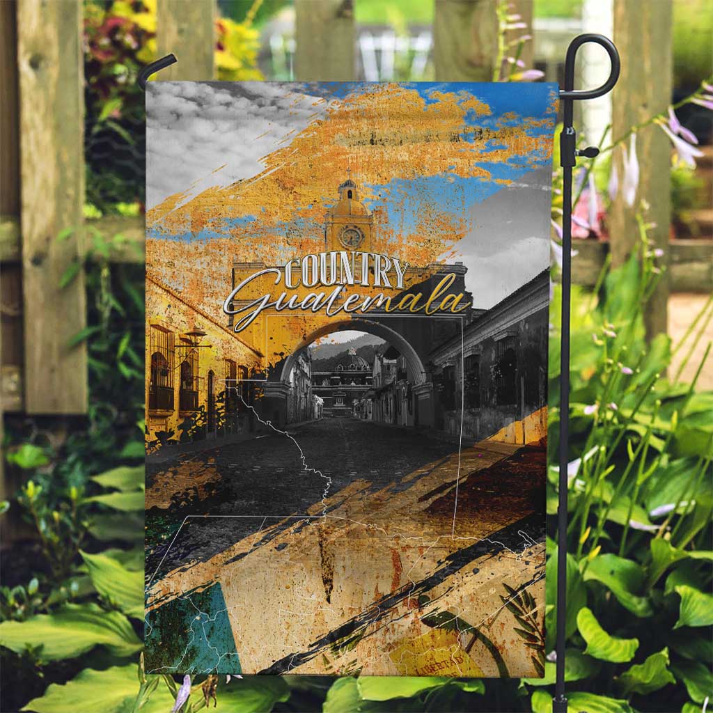 Guatemala Country Pride Garden Flag Grunge Map Art with National Landmark Flag Texture - Wonder Print Shop