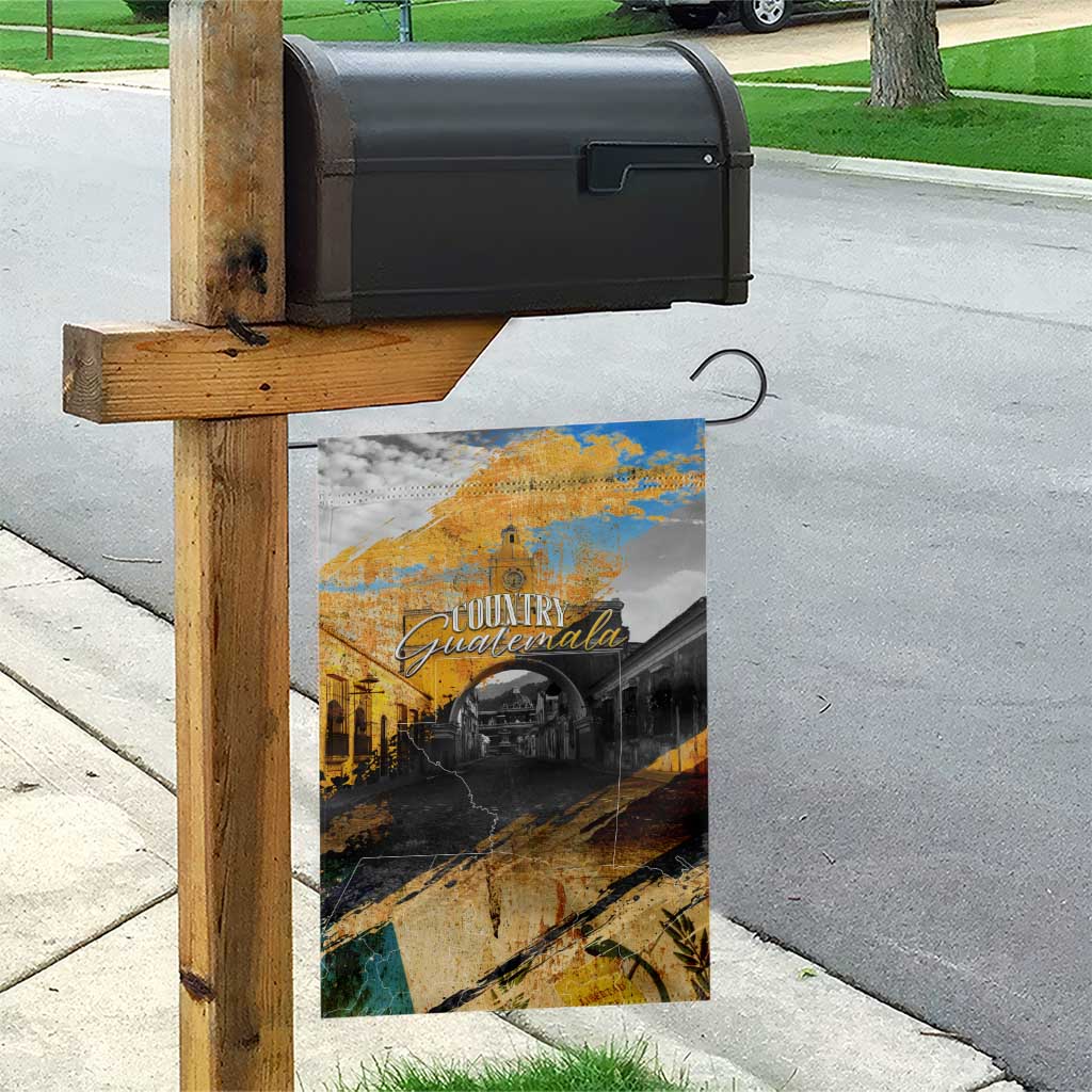 Guatemala Country Pride Garden Flag Grunge Map Art with National Landmark Flag Texture - Wonder Print Shop