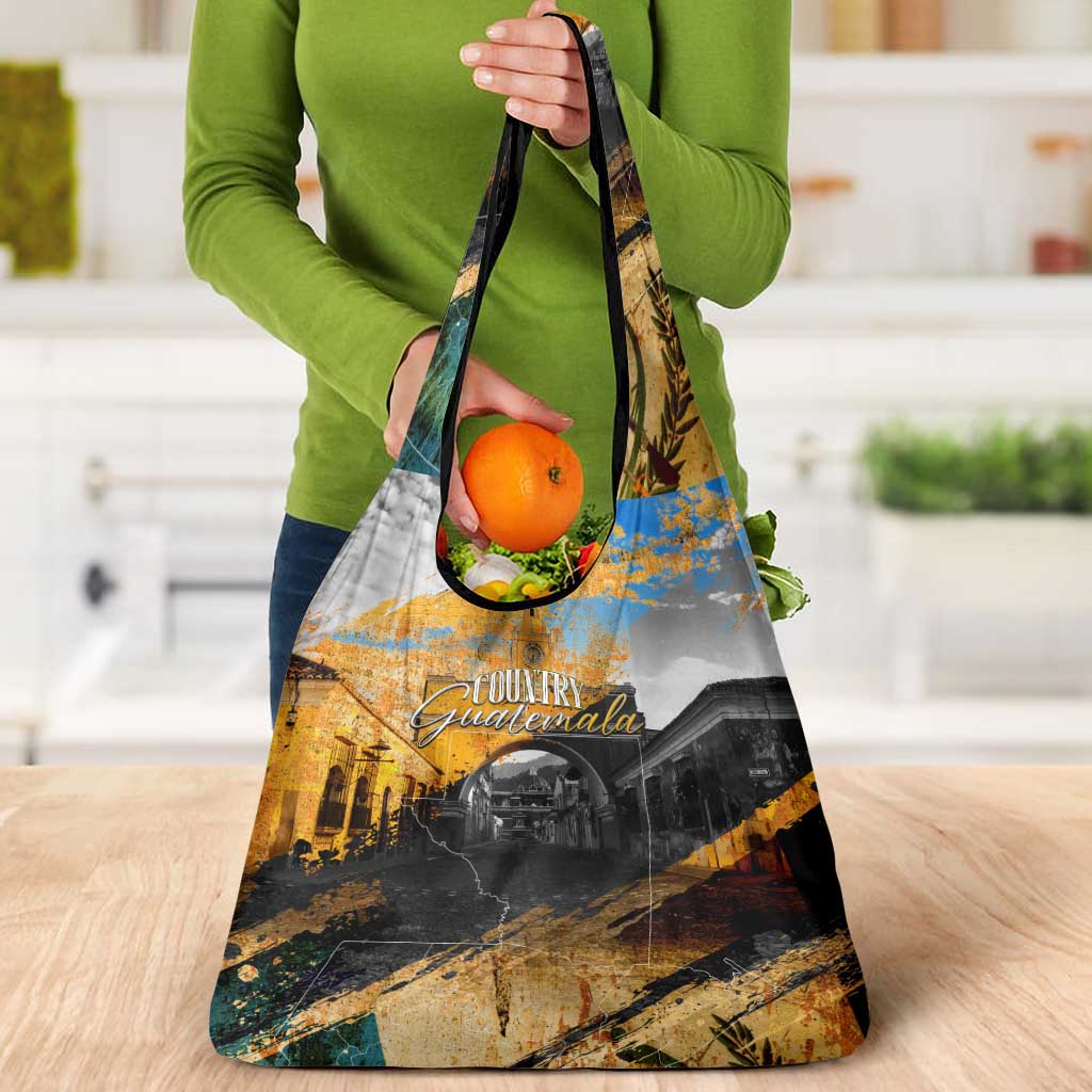 Guatemala Country Pride Grocery Bag Grunge Map Art with National Landmark Flag Texture - Wonder Print Shop