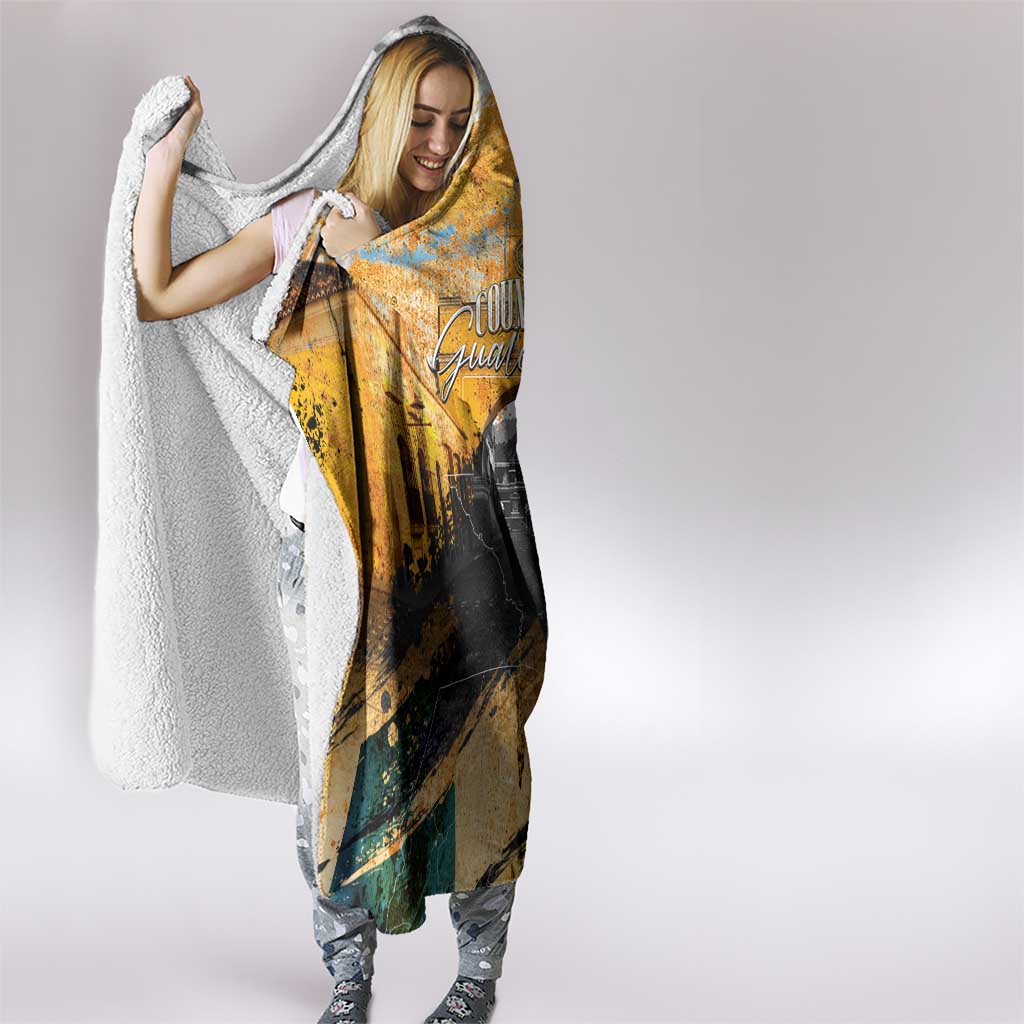 Guatemala Country Pride Hooded Blanket Grunge Map Art with National Landmark Flag Texture - Wonder Print Shop