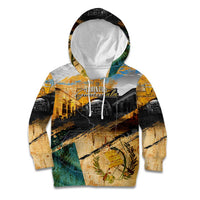 Guatemala Country Pride Kid Hoodie Grunge Map Art with National Landmark Flag Texture - Wonder Print Shop