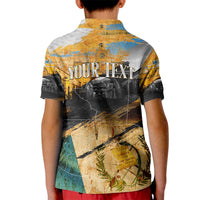 Guatemala Country Pride Kid Polo Shirt Grunge Map Art with National Landmark Flag Texture - Wonder Print Shop